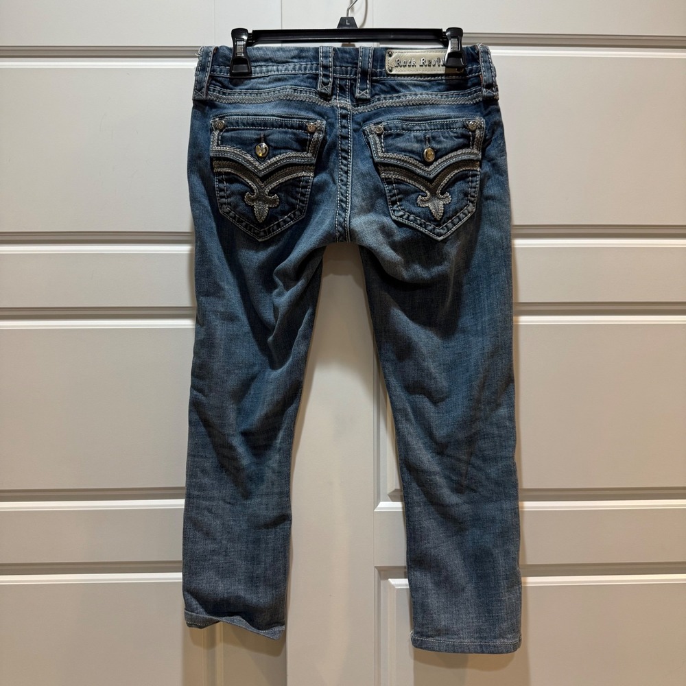 Rock Revival Ashley Straight Easy Embellished Pockets Cropped Jeans 26